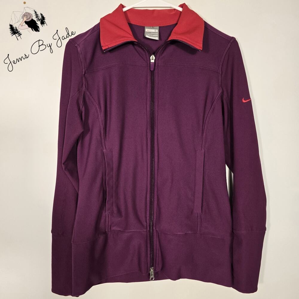 Nike Women’s Small Full Zip Athletic Jacket Purple Pink Thumbholes Running